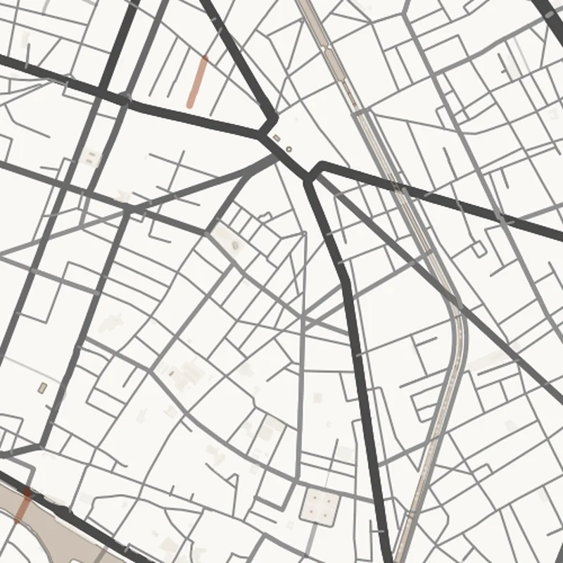 The same print at full resolution: a few centimetres of streets, each one drawn